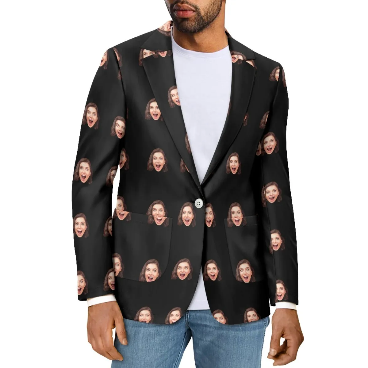 Personalized Blazers Coat Bachelor Party Suit Custom Suit with Logo Picture Text Background