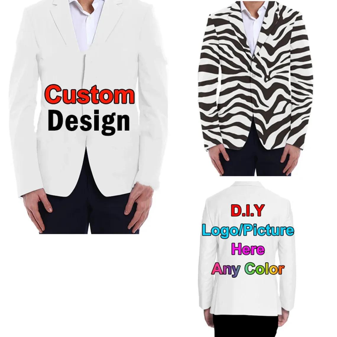 Personalized Blazers Coat Custom Business Suit with Logo Picture Text Background for Team Building