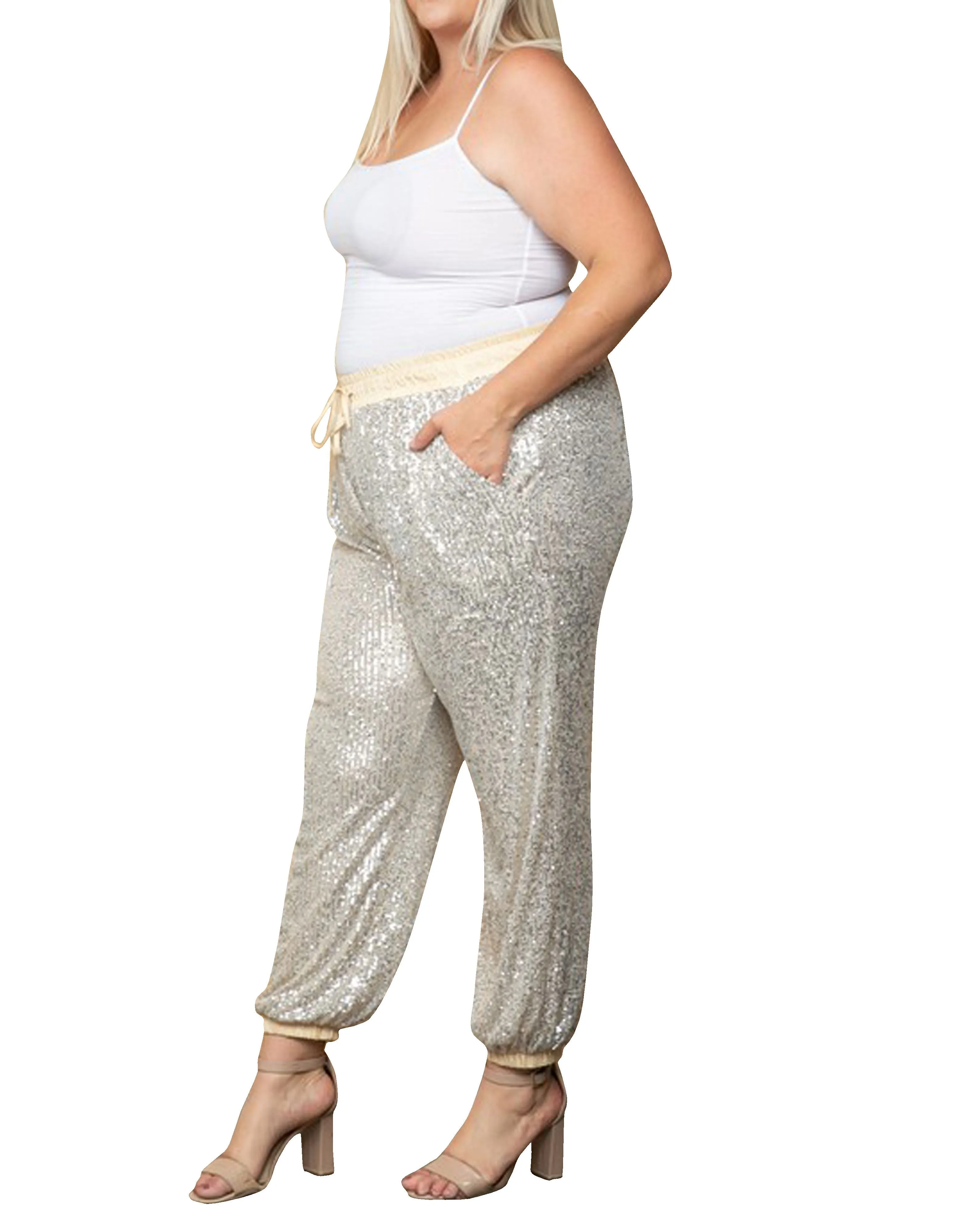Plus Sequin Jogger Pant
