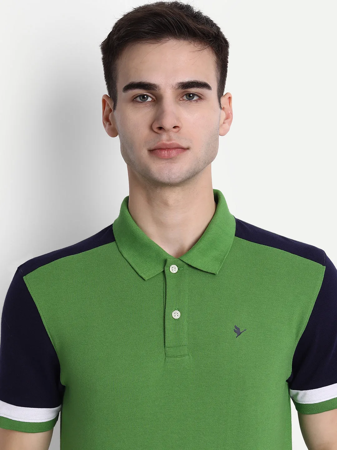 Premium Green & Navy  Cotton Striped Half Sleeve Polo