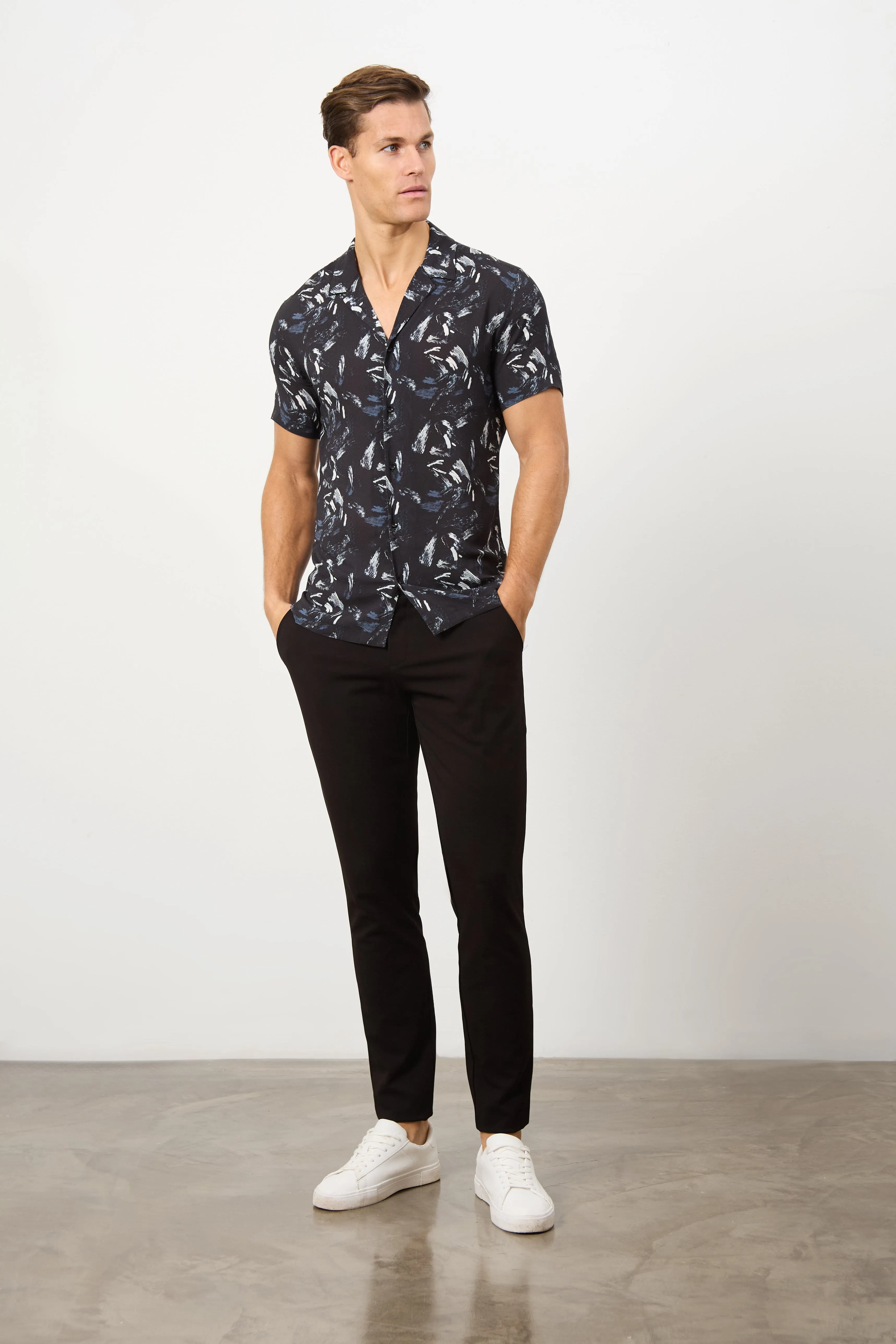 Printed Shirt in Brush Stroke