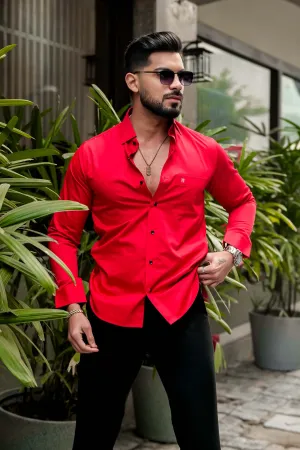 RADICAL RED CHAMBRAY PREMIUM COTTON SHIRT