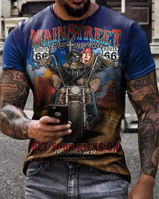 Retro Racing Route 66 Casual T-Shirt