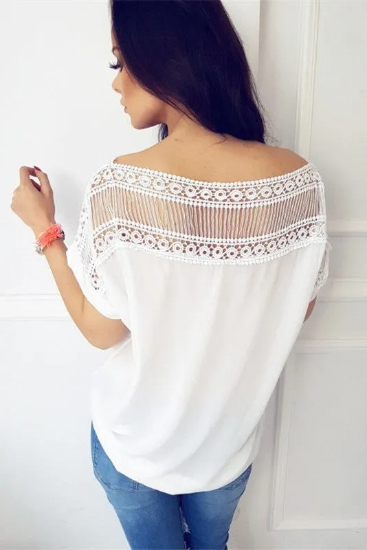Scoop Pure Color Perspective Short Sleeves T-shirt
