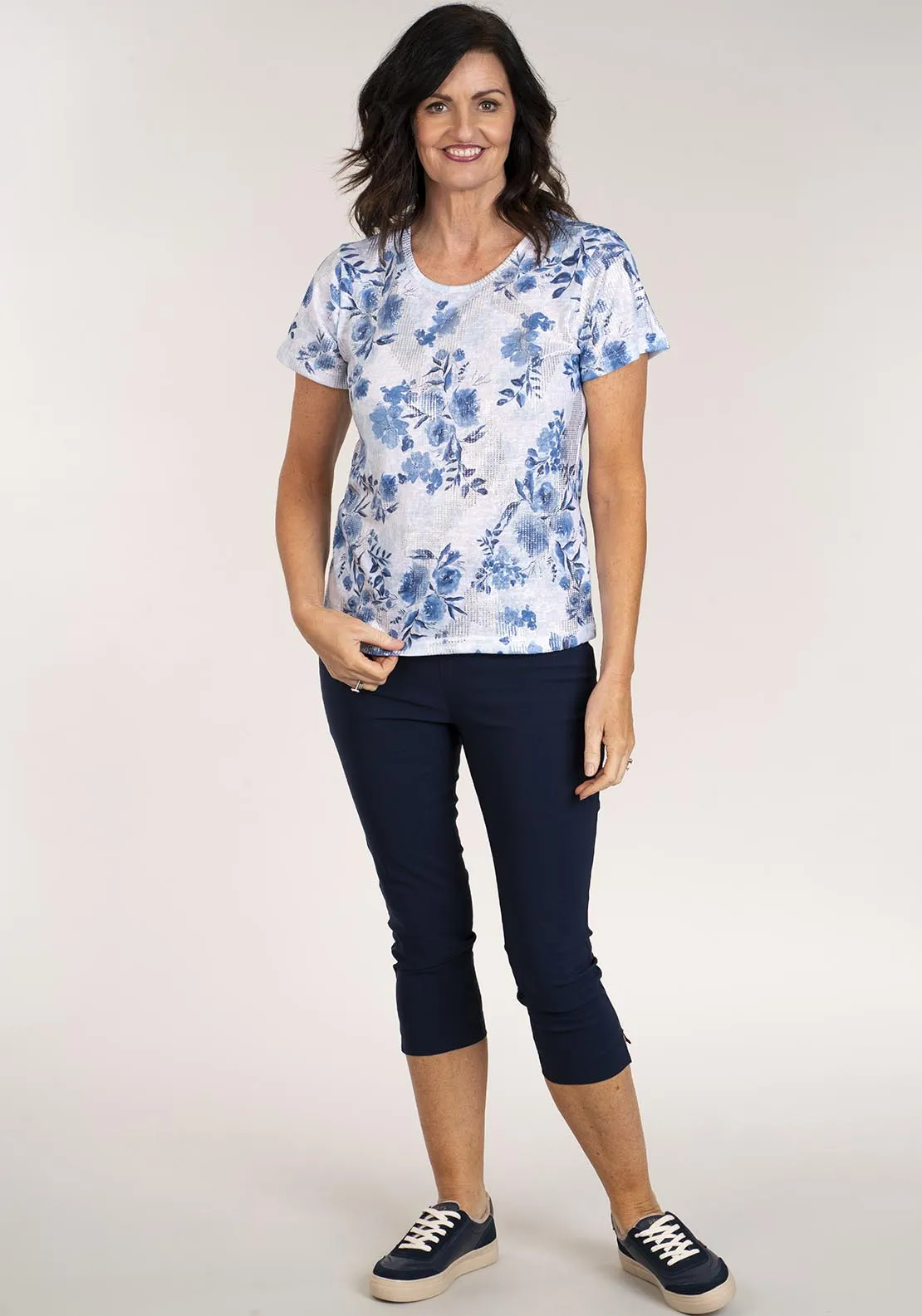 Short Sleeve Foil Print T-Shirt - Blue