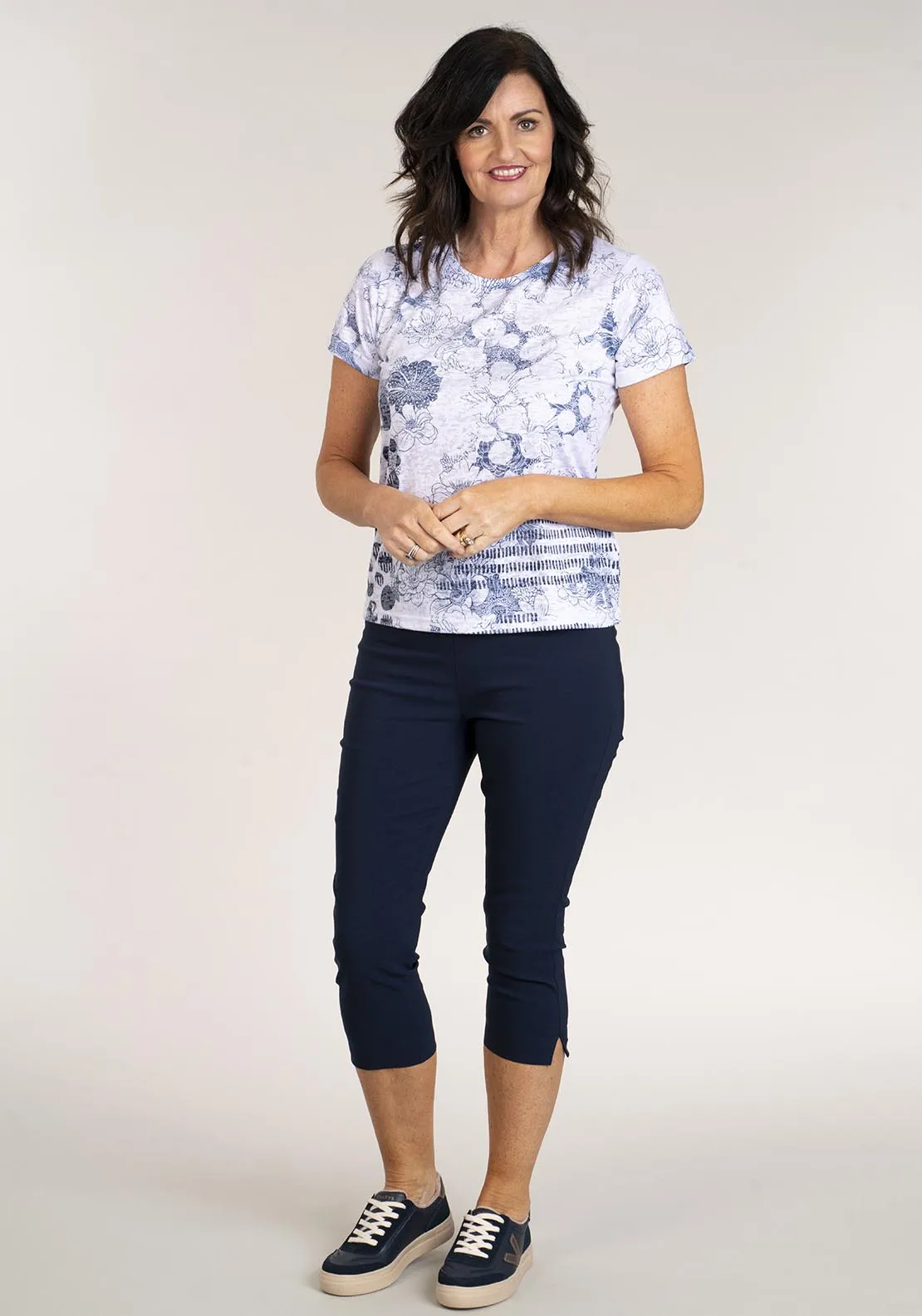 Short Sleeve Foil Print T-Shirt - Blue