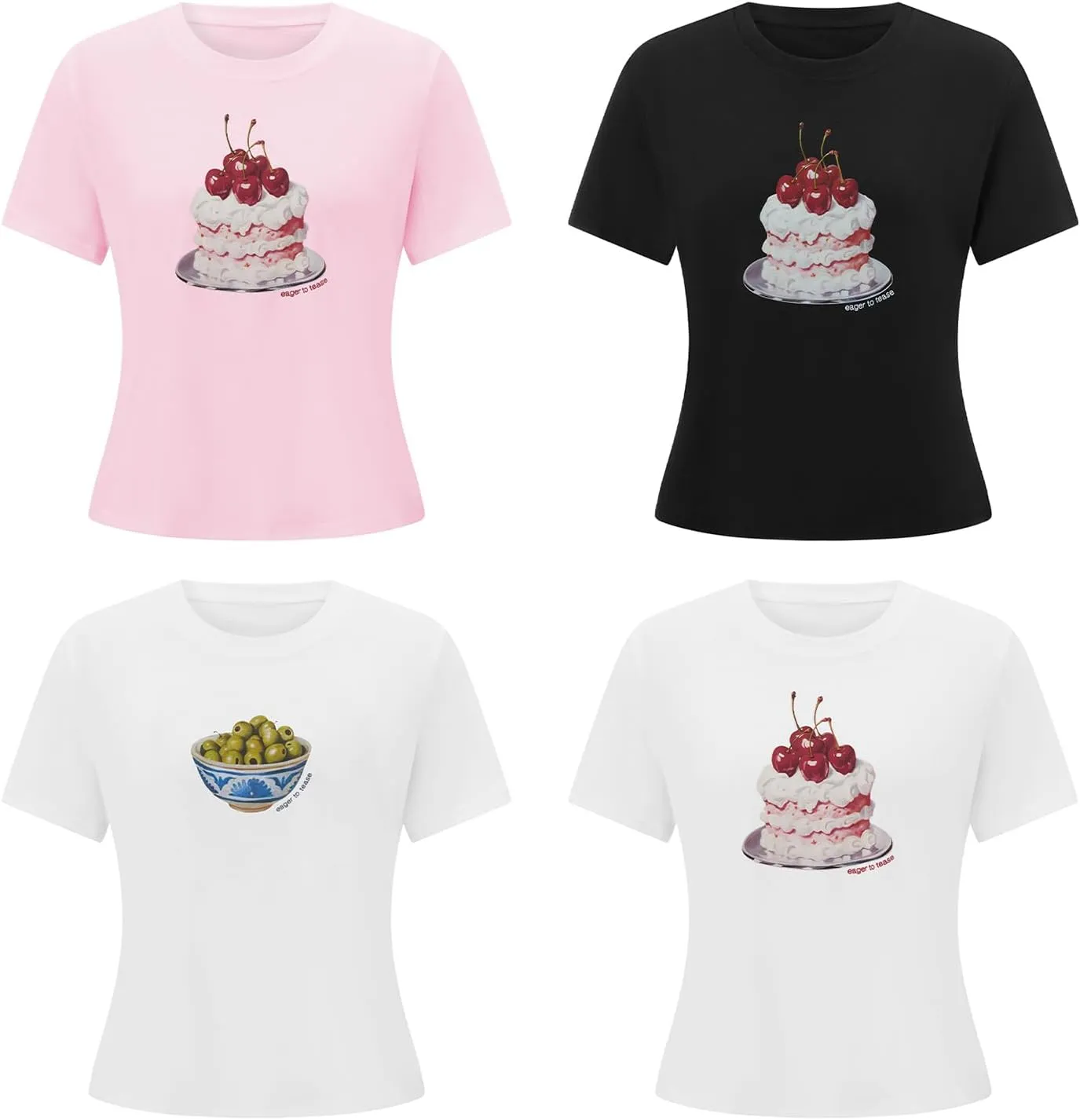 Short Sleeve Graphic T Shirts for Women Teens Y2k Bow Print Aesthetic Crop Tops Cute Baby Tee Summer Fashion 2024