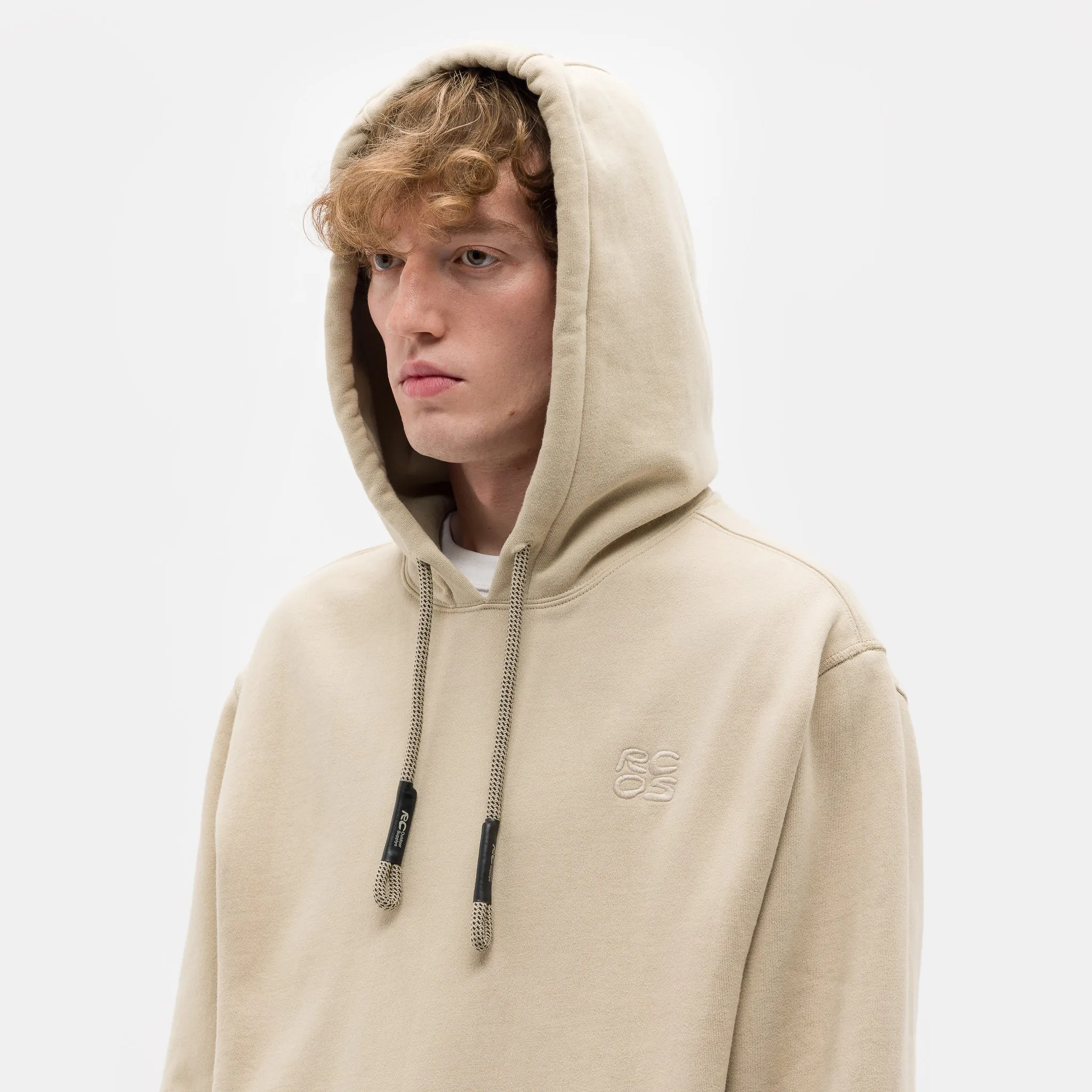 Stack Logo Embroidered Hoodie in Khaki