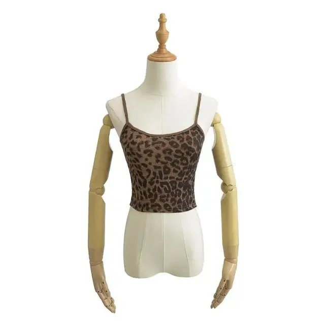 Summer Leopard Print Sling Top – Fashionable Slim Fit Tube Top, Cool Casual Sleeveless Beach Vacation Top