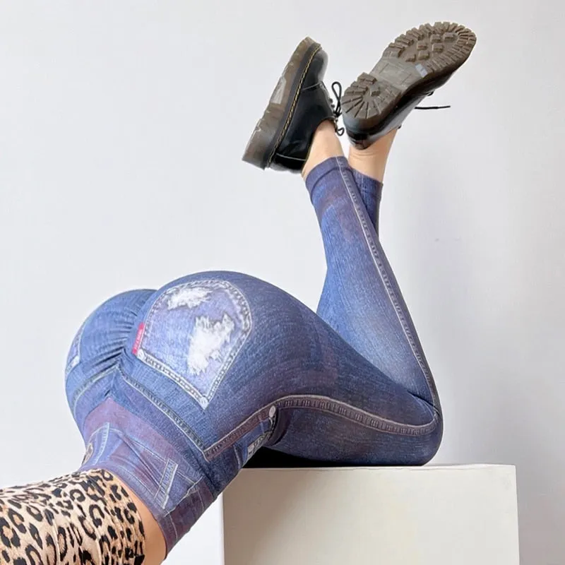Super stretch Jean Style Brazilian legging