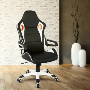 Techni Mobili Racing Style Home  Office Chair, Black PU Leather