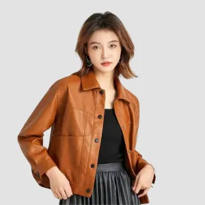 Versatile Faux Leather Button-Up Jacket – Multiple Colors