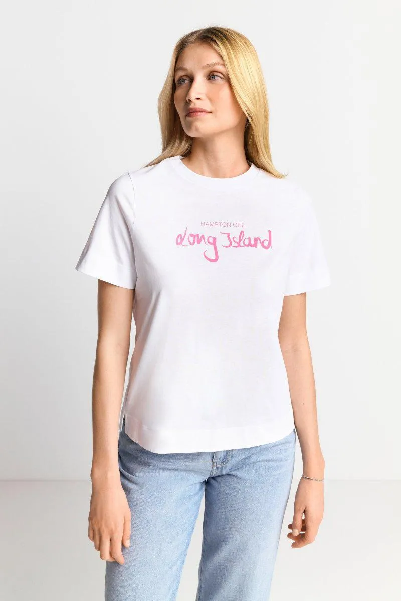Weißes T-Shirt mit Schriftzug