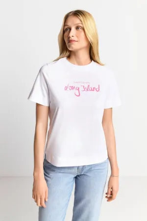 Weißes T-Shirt mit Schriftzug