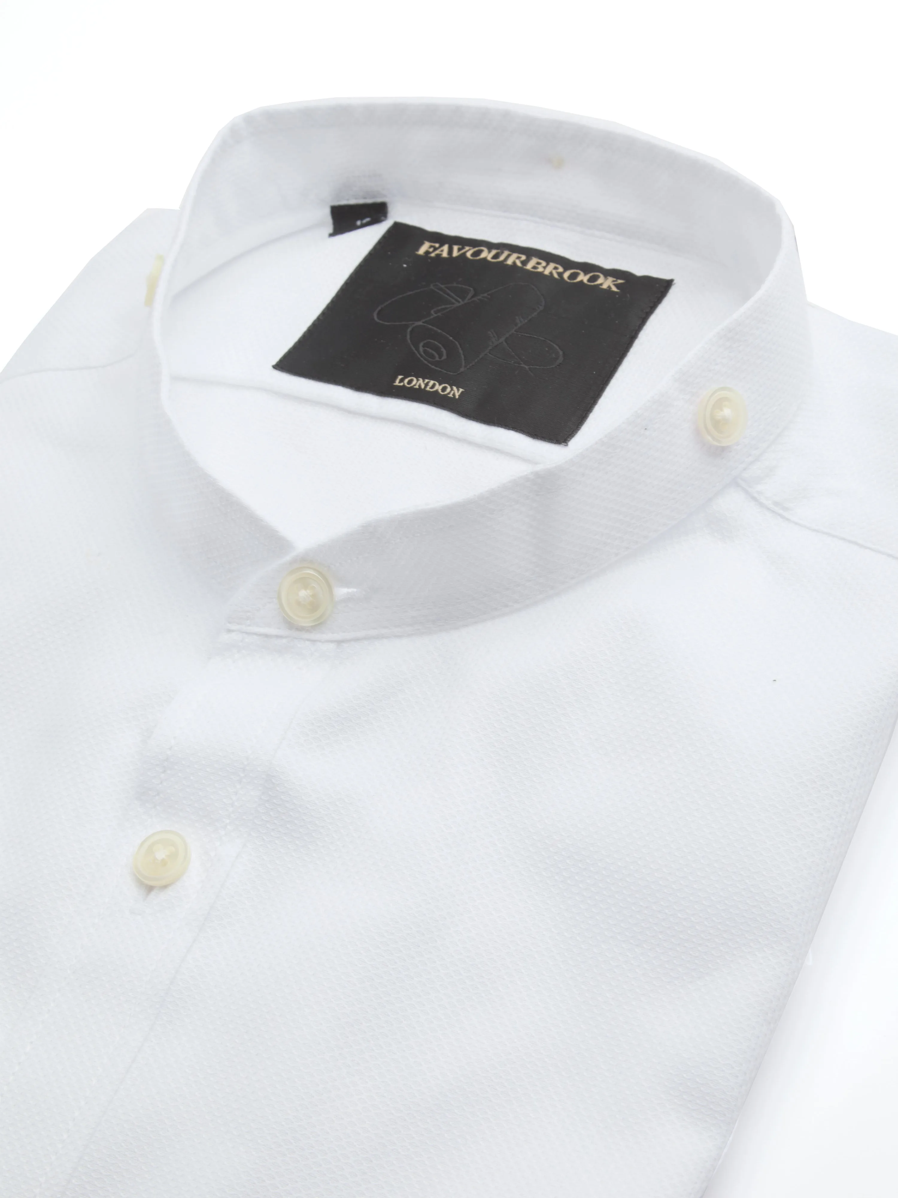 White Sloane Cotton Bib Grandad Shirt
