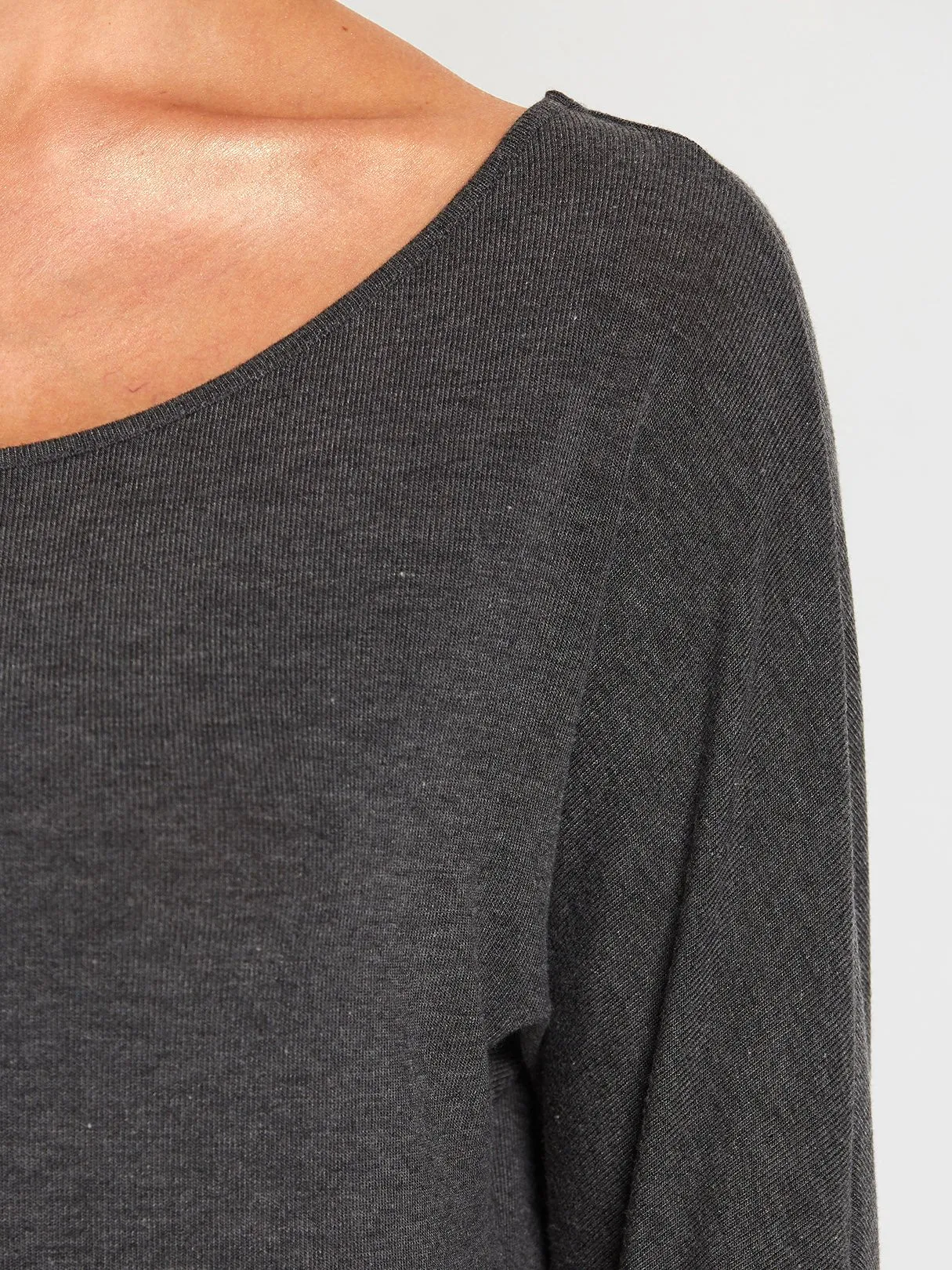Wholesale One Shoulder Plain Long Sleeve Curved Hem Top