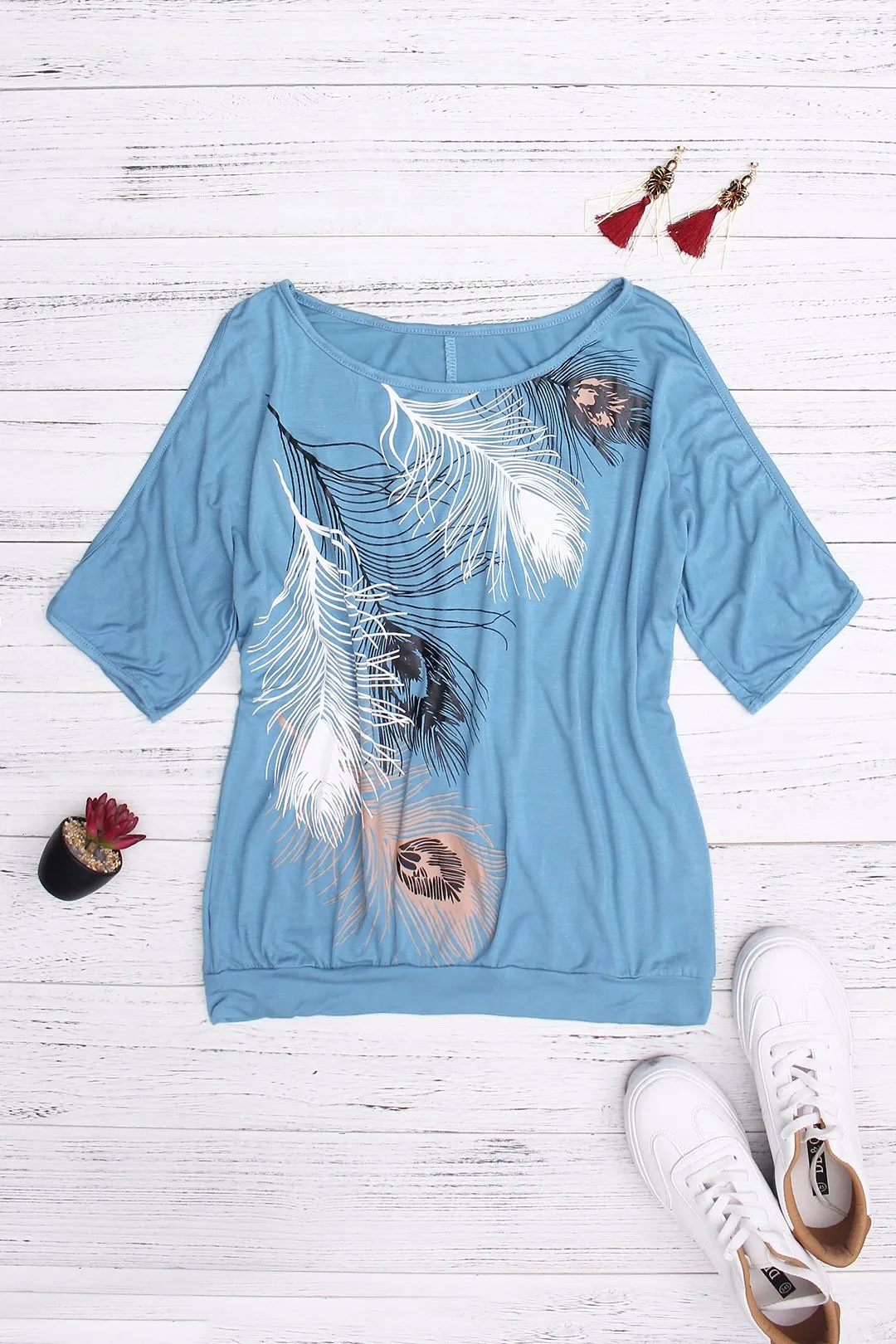 Wholesale Round Neck Cold Shoulder Short Sleeve Printed T-Shirts