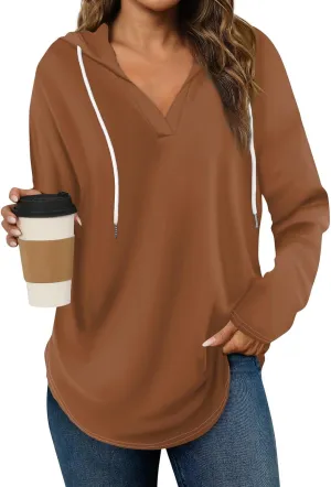 Women Hoodies Oversized Drawstring Lightweight Sweatshirts Hooded Fall Fashion 2024 Plain Tunic Hoodies