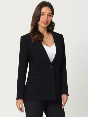 Women's Professional Blazer One Button Classic Work Business Suit Jacket