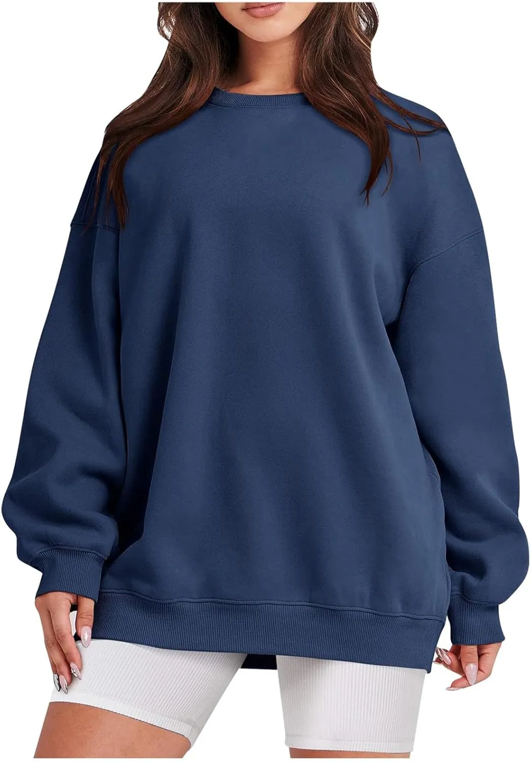Women's Solid Color Sweatshirt Hoodie Round Neck Pullover Sweater Casual Comfort Fall Fashion Clothing