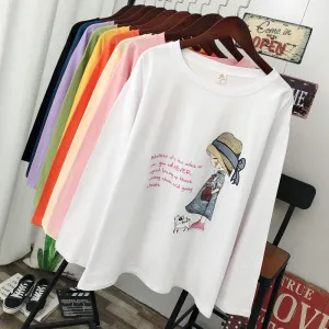 Women's spring and autumn, Casual Long sleeve T-shirt 100% cotton.
