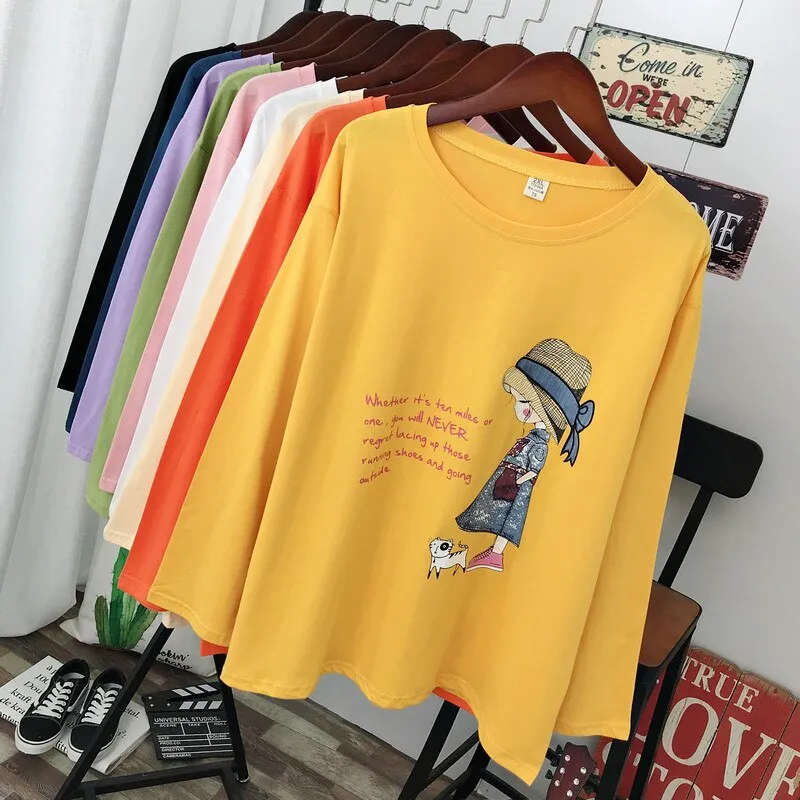 Women's spring and autumn, Casual Long sleeve T-shirt 100% cotton.