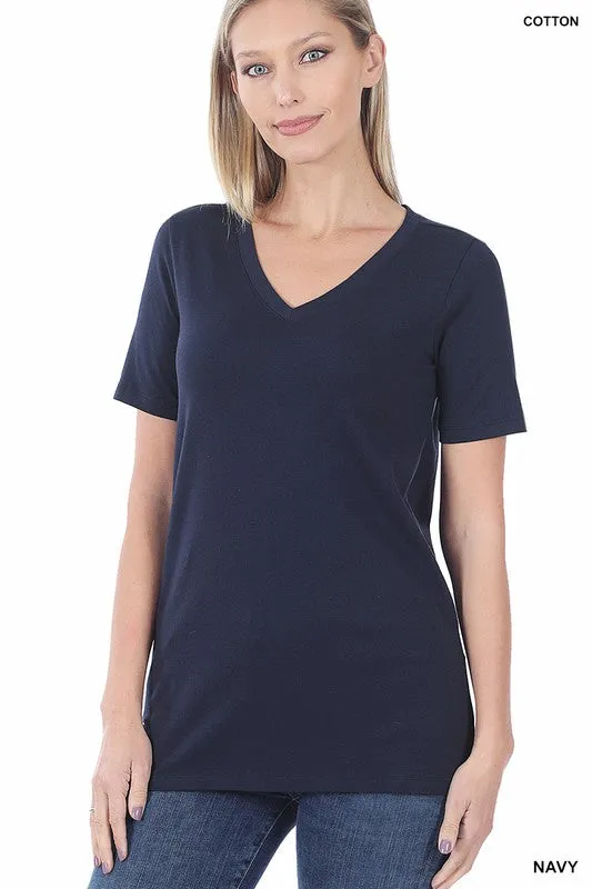 Zenana Cotton V-Neck Short Sleeve T-Shirts