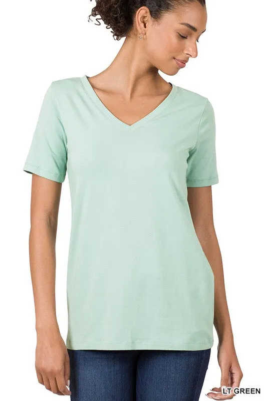 Zenana Cotton V-Neck Short Sleeve T-Shirts