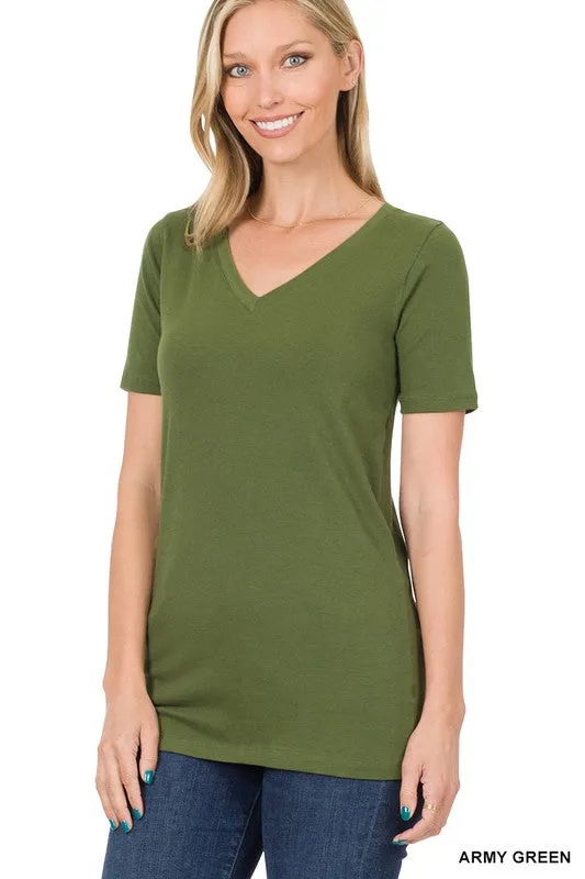 Zenana Cotton V-Neck Short Sleeve T-Shirts
